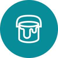 Paint bucket icon on teal background